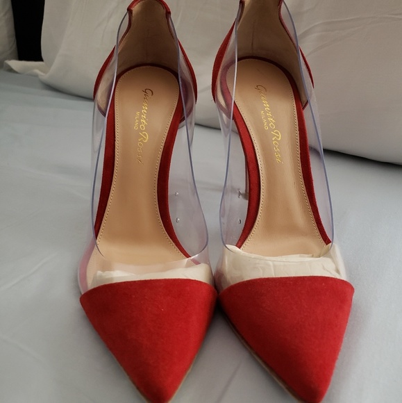 gianvito rossi red plexi pumps